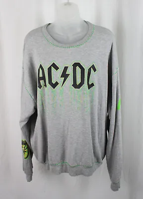 $49 • Buy Lauren Moshi Women's Gray ACDC Graphic Print Oversized Sweatshirt Top Size S