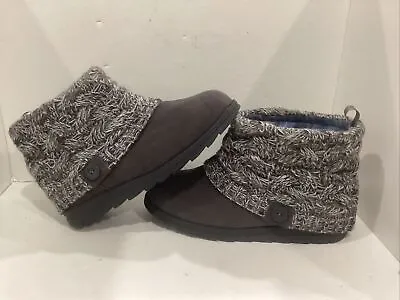 MUK LUKS Women's Boots Ankle Knit Cuff  Faux Suede Gray  Size 8  Excellent • $11.25