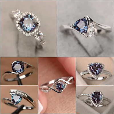 $1.82 • Buy Fashion Women Wedding Gifts 925 Silver Plated Ring Cubic Zircon Jewelry Sz 6-10