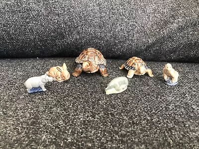 2 Vintage Wade Tortoises (1 Trinket Box ) & 4 Wade Whimsies Inc Hippo Platypus • £12.50