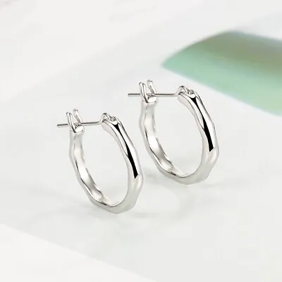 925 Sterling Silver Huggie Hinge Hoop Earrings Women Girls Jewellery Gift UK • £3.39