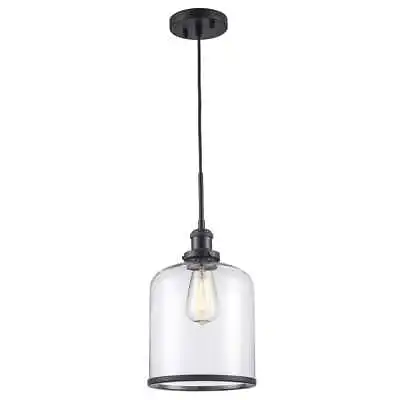 Bel Air Lighting Dorina 1-Light Black Mason Jar Hanging Mini Kitchen Pendant • $95.96