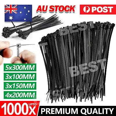 1000 Cable Ties Zip Ties Nylon UV Stabilised Plastic Electrical Bulk Wire Tie • $10.85