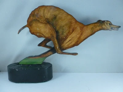 £145 • Buy RARE UNIQUE Handpainted Handmade FOLK ART GREYHOUND Sculpture/trophy Painting