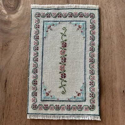 Vintage Miniature Dollhouse Artisan Handmade Needlepoint Petit Point Small Rug • $43.72