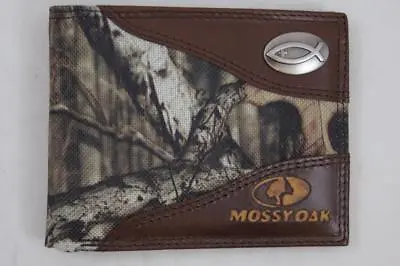 ZEP PRO Ichthys Christian Fish Mossy Oak Camo Bifold Wallet Tin Gift Box • $44
