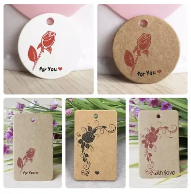 £1.95 • Buy Kraft Paper 'WITH LOVE', 'FOR YOU' Gift Hang Tags Labels Wedding Birthday 
