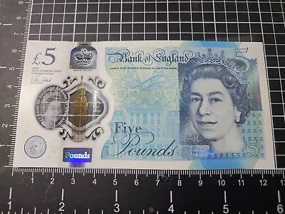 1 Bank Of England 5 Pounds Polymer Note 2015 Sequential Serial Numbers.  • $12