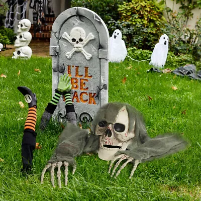 Halloween Decorations Skeleton Stakes Realistic Looking Skeleton Skull Head Hand • $21.69