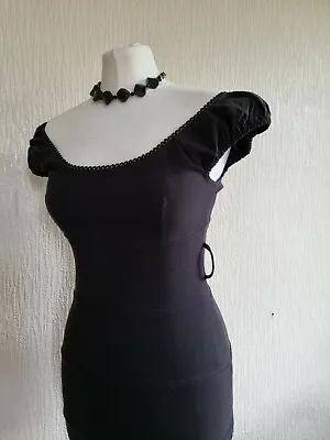 £55 • Buy Jane Norman Black Milkmaid Pencil Dress Bodycon Party 00s Punk Goth Y2K Sz UK 14