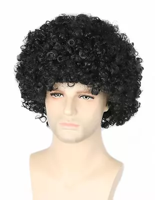 Black Afro Wig For Men Or Women 70S 80S Disco Rocker Wig Costume Party Wigs • $30.37