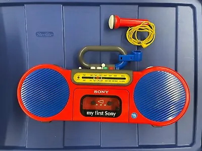 My First SONY CFS-2050 AM/FM Red Cassette-Corder Boom Box Radio Microphone • $59.98