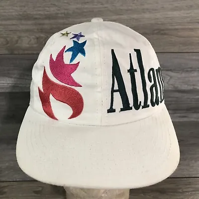 Vintage Atlanta Olympics Hat Starter Snapback White Embroidered Hat Cap • $25.49