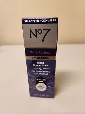 No7 Pure Retinol 1% Night Concentrate Face Cream Collagen Peptide 1 Fl Oz.. • $11.99