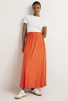 BNWT Boden Orange Maxi Skirt In Supersoft Ecovero Jersey Pull On Style RRP £70 • £22.50