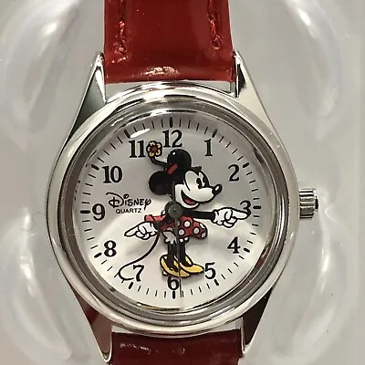 Disney Parks Watch￼ Minnie Mouse Silver Face Original ￼￼Authentic Leather Band • $24