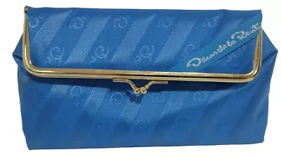 Vintage Oscar De La Renta Coin Purse Clutch 4.5” X 7.5” 60s 70s Blue Gold Rare • $84.99