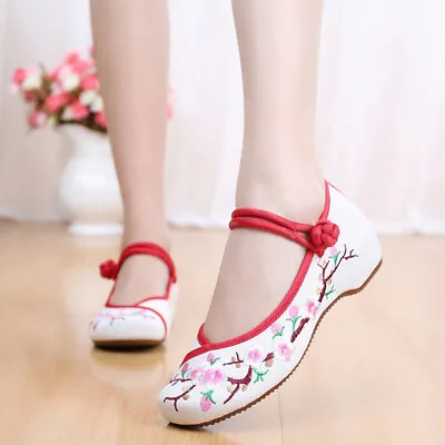£14.30 • Buy SALE Women Canvas Shoes Chinese Embroidered Flower Oxfords Mary Jane Sandal