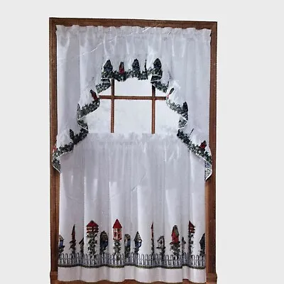 Vintage Kitchen Cafe Curtains Tier & Swag Set Country Birdhouses Cardinal New • $24.99