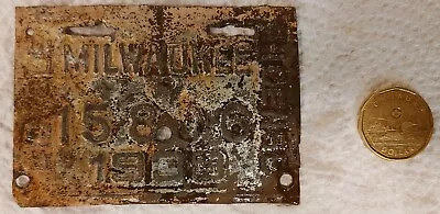 ** VINTAGE 1938 Milwaukee BICYCLE Tax License Plate  **  Rare • $64.99