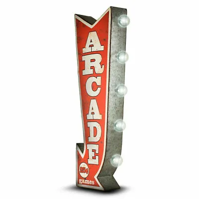 ARCADE Arrow Double Sided Sign W/ LED Lights Game Room Bar Man Cave Retro Red 3D • $65