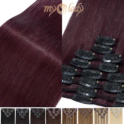 MY-LADY 100% Real Remy Human Hair Seamless Clip In Hair Extensions Full Head USA • $16.11