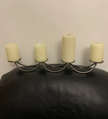 Wrought Iron Candelabra For 4 Pillar Church Candles Centrepiece 3.5” X 20” • £15