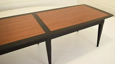 Two-Tone Coffee Table In Teak And Black Lacquer Rectangular Vintage Mid Century • $1799