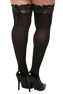  Torrid Opaque Plus Size Corset Lace Up Top Thigh Hi Stockings 1x/2x 3x/4x Htf  • £18.04