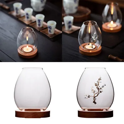 $18.65 • Buy Household Round Glass Candle Cover Simple Candlestick Dining Table Decor Holder