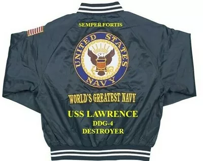 Uss Lawrence  Ddg-4 Destroyer Embroidered Satin Jacket(back Only) • $169.95