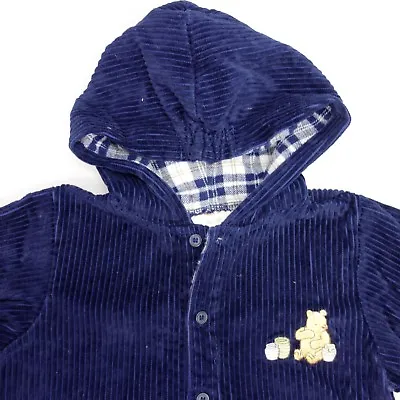 Classic Pooh Boys 24 Months Navy  Corduroy Hooded Long Sleeve Romper • $10.99