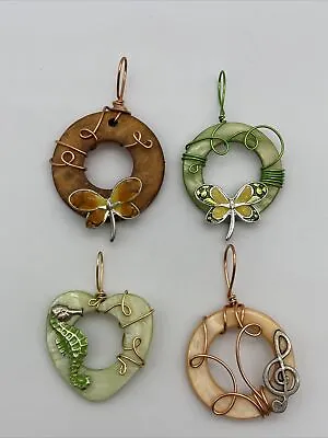 Necklace Charms Handmade Mixed Metals Butterfly Seahorse Music Set Of 4 • $18