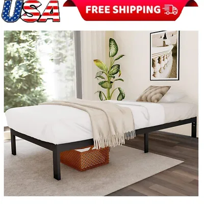 Twin Bed Frame Metal Platform Steel Easy Assembly No Box Spring Needed Black • $63.48