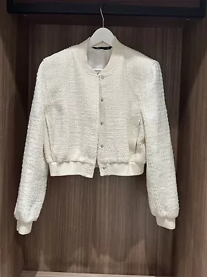 Zara Women's Cream Cropped Twill Jacket Size S • $34.95
