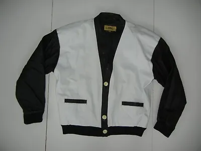 Vtg 80s 90s PANICBOY Black/White MICHAEL JACKSON STYLE LEATHER JACKET Coat Men L • $127.49