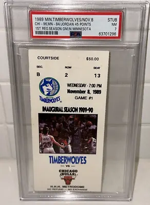 11/8/89 Bulls Timberwolves Inaugural 1st Home Debut Game Ticket Stub PSA Jordan • $956.24