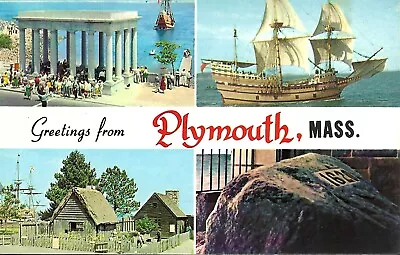 Vintage Postcard Greetings From Plymouth Massachusetts Mayflower II Unused • $1.95