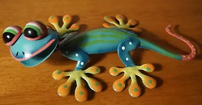 Talavera Style Blue Gecko Metal Garden Statue Southwest Cantina Bar Home Decor • $9.95