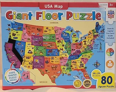 Masterpieces GIANT USA MAP Floor Puzzle/Jumbo Size 80 Piece Puzzle For Kids NIB • $12