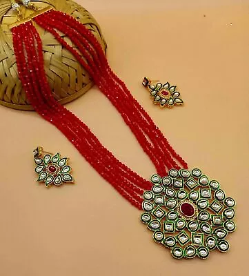 Ethnic Bollywood Bridal Indian Fashion Pearl Kundan White Necklace Jewelry Set • $16.67