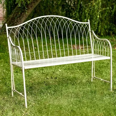 Shabby Chic Garden Bench Metal Outdoor Bench Garden Seat Garden Furniture Bench • £130.99