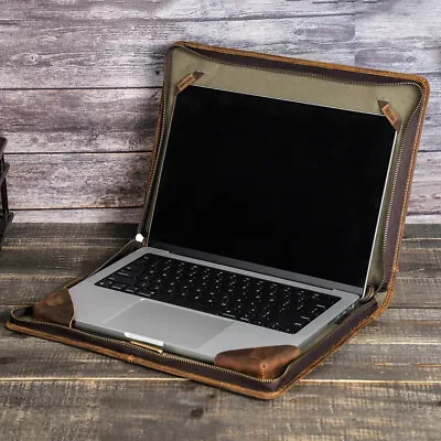 Genuine Leather Laptop Sleeve Case For Macbook Air Pro 13 14 15 16 Inch Hand Bag • $54.99