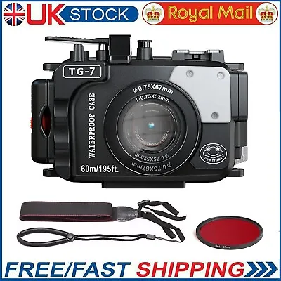 SeaFrogs 60M/195FT Professional Underwater Camera Housing Black For Olympus TG-7 • £189
