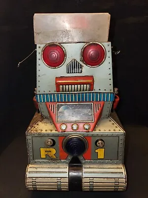 Vintage Old Battery-operated Tin Toy Robot R 1 Namura Japan Tank Shape 1960 • $809.10