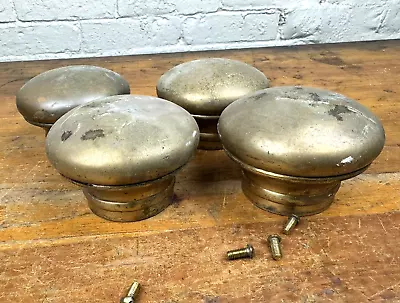 4 C.1920 Brass Bed POST CAPS Matching For 2  Dia Hollow Tube Post 3.25  Dia • $35.10