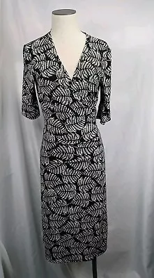 Vintage Daisy Fuentes Wrap Dress Womens Size Medium Black & White Summer Dress • $19.97