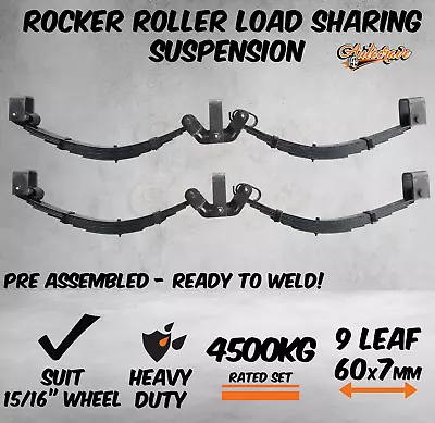 9 Leaf 4500KG Rocker Roller Tandem Trailer Spring Caravan Horse Float 15/16  7mm • $489.95