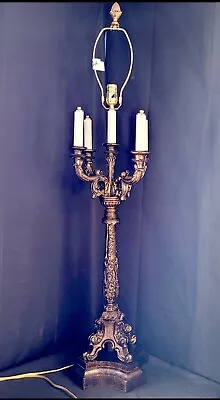 Vintage French Style Candelabra Lamp Tall 46  X 10  • $265