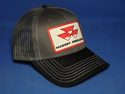 Massey Ferguson Hat - Black/White/Charcoal Twill & Mesh - Red Logo • $25